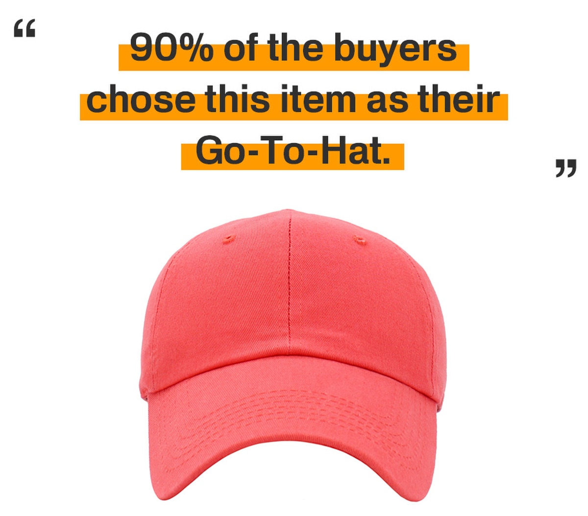 Coral Low Profile Baseball Caps Front View